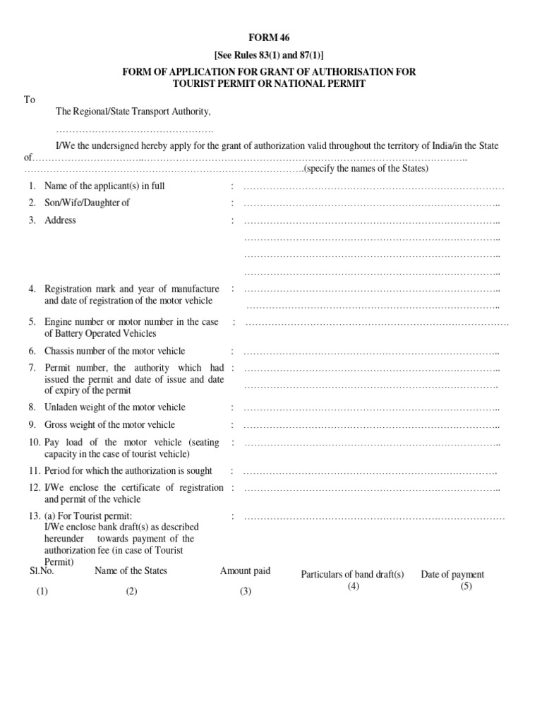 Application for National Permit Form 46 | PDF | Chess Openings | Chess ...