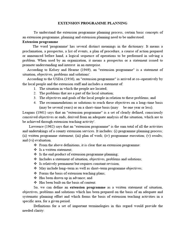 Steps in Extension Programme Planning | PDF | Planning | Rationality