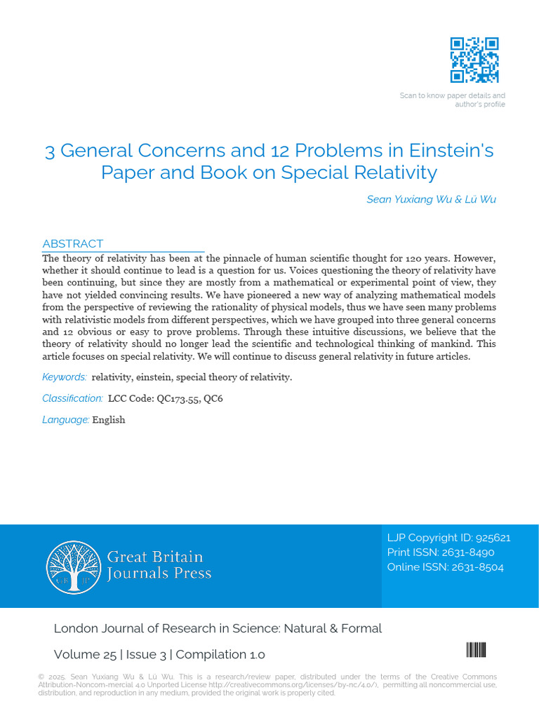 Critique of Einstein's Special Relativity | PDF | Theory Of Relativity ...