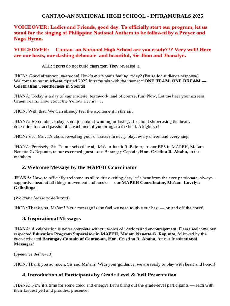 Intramurals 2025 Opening Ceremony Script | PDF | Norse Mythology