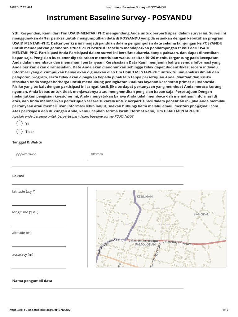 Instrument Baseline Survey - POSYANDU | PDF
