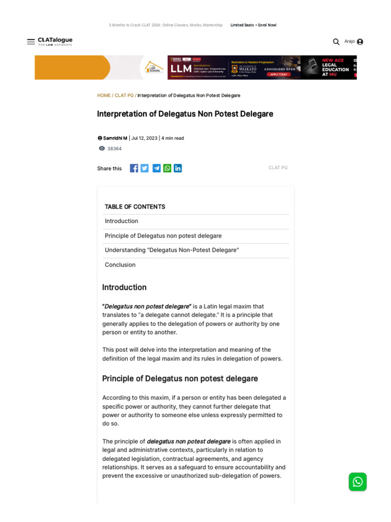 Understanding Delegatus Non Potest Delegare | PDF | Legislature ...
