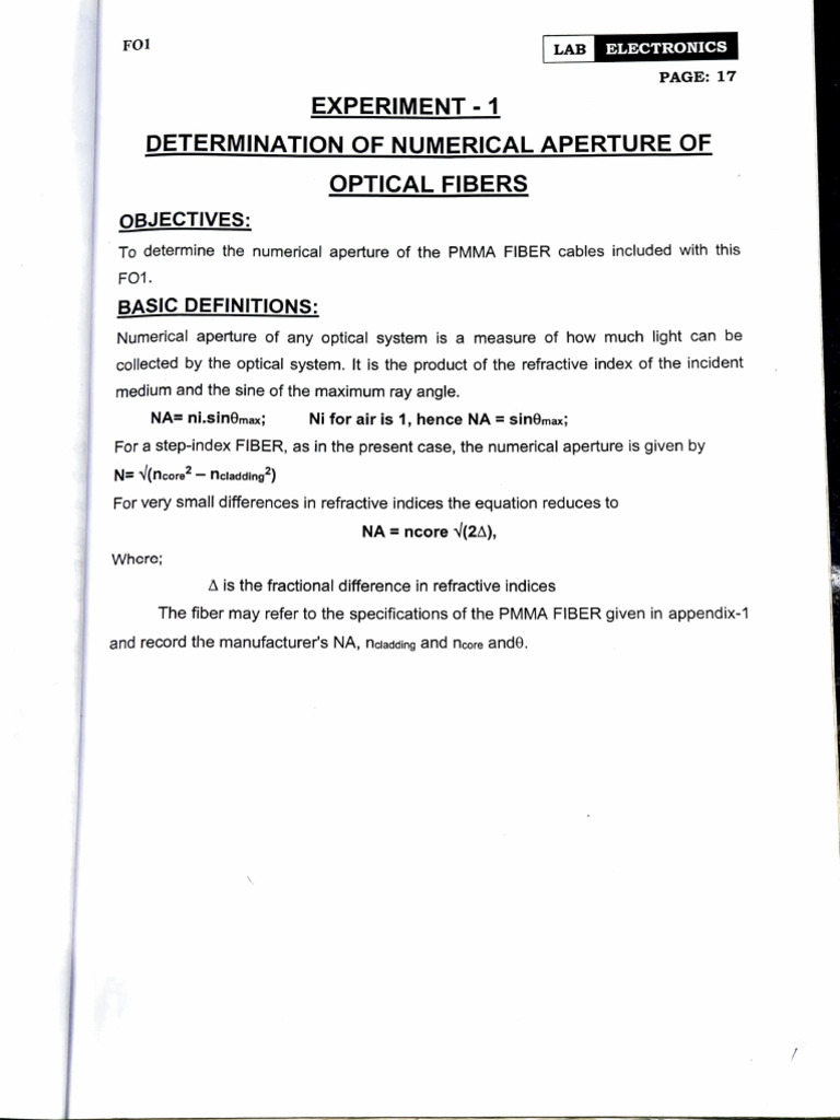 Optical Fiber Numerical Aperture Test | PDF | Optical Fiber | Optics
