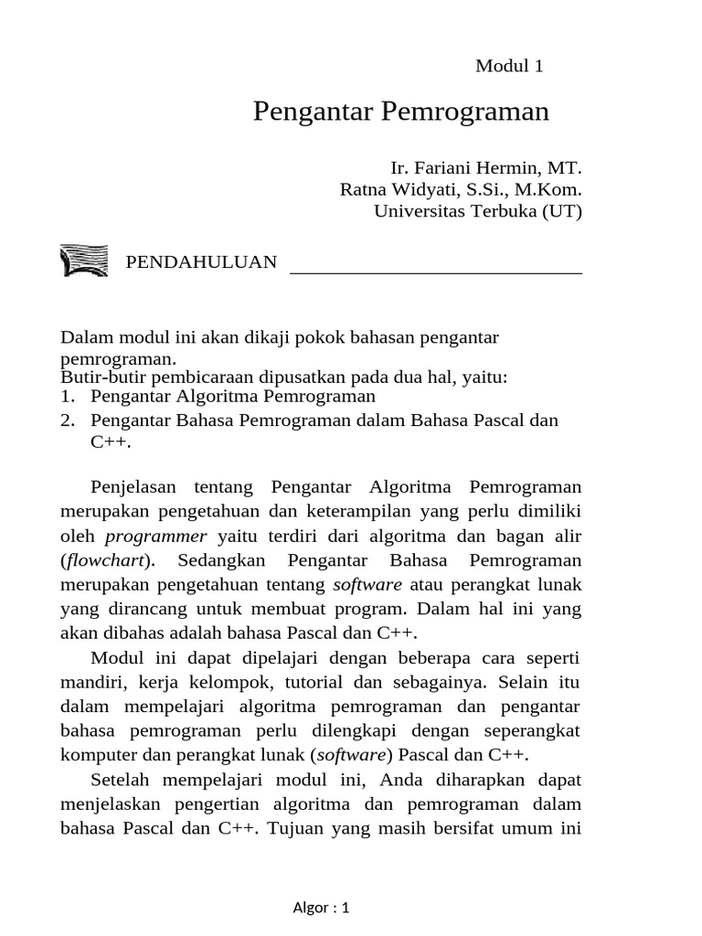 Pengantar Algoritma dan Pemrograman C++ | PDF