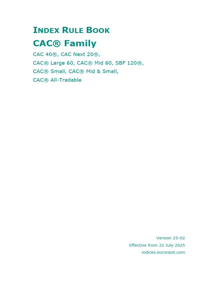 CAC Index Family Rules 2025 | PDF | Economies | Financial Markets