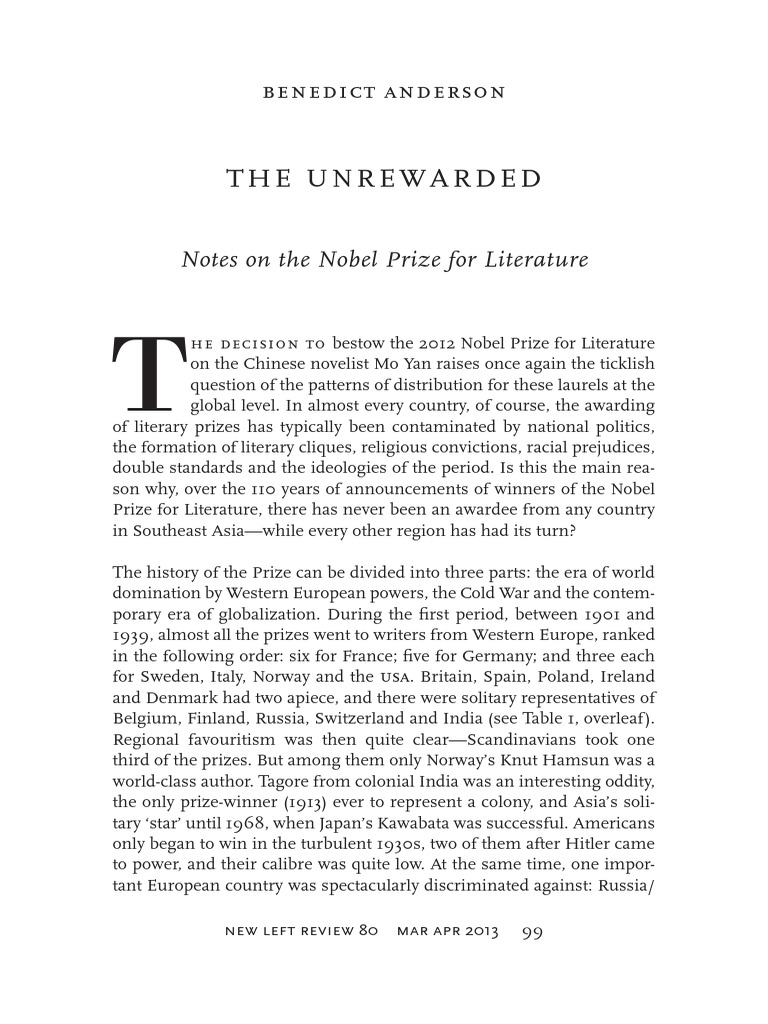 Nobel Prize Literature Patterns Explained | PDF | Indonesian Language