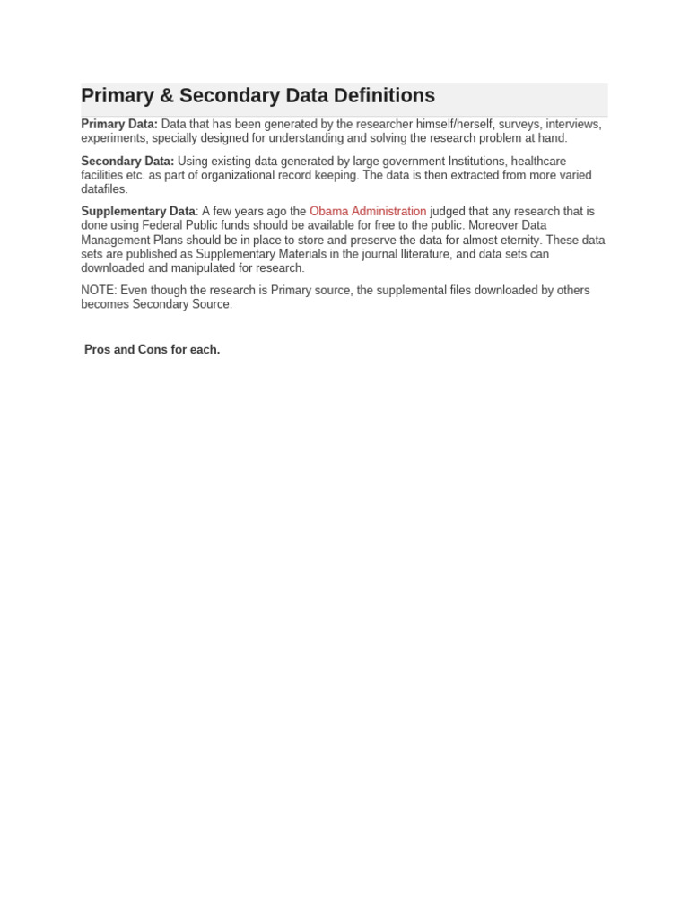 Primary vs. Secondary Data Explained | PDF | Quantitative Research ...