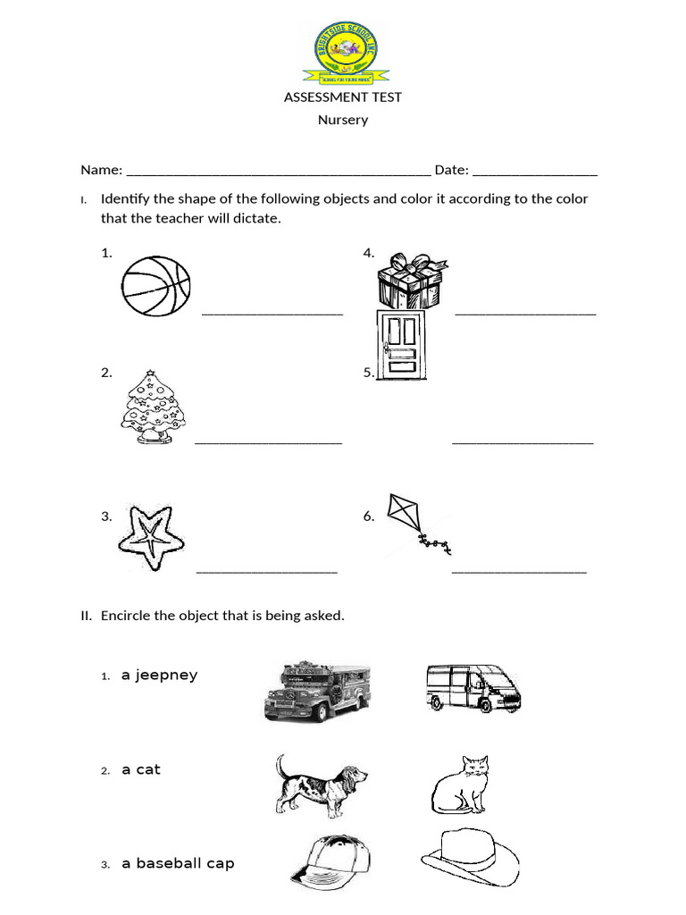 Preschool Assessment Test Template | PDF
