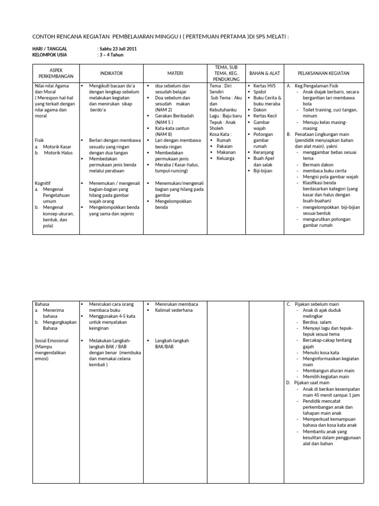 Contoh Rencana Kegiatan Pembelajaran | PDF
