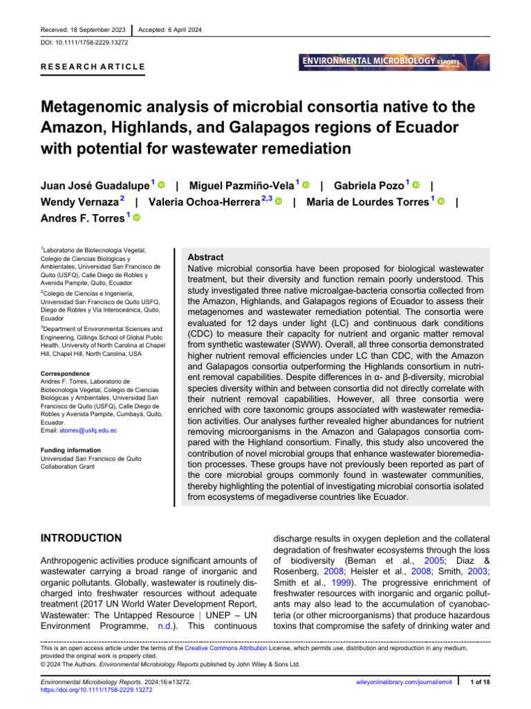 Microbial Consortia for Wastewater Remediation | PDF | Metabolism ...
