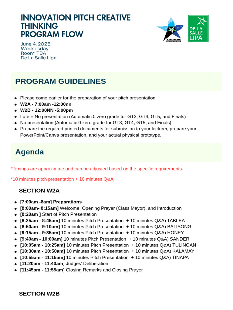 Innovation Pitch Program Flow | PDF