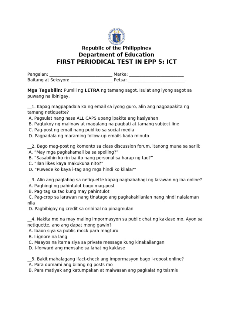 Q1 Epp 5 - Ict | PDF