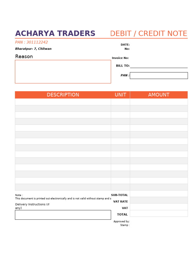 Debit Memo Template - 2 | PDF | Invoice | Debits And Credits