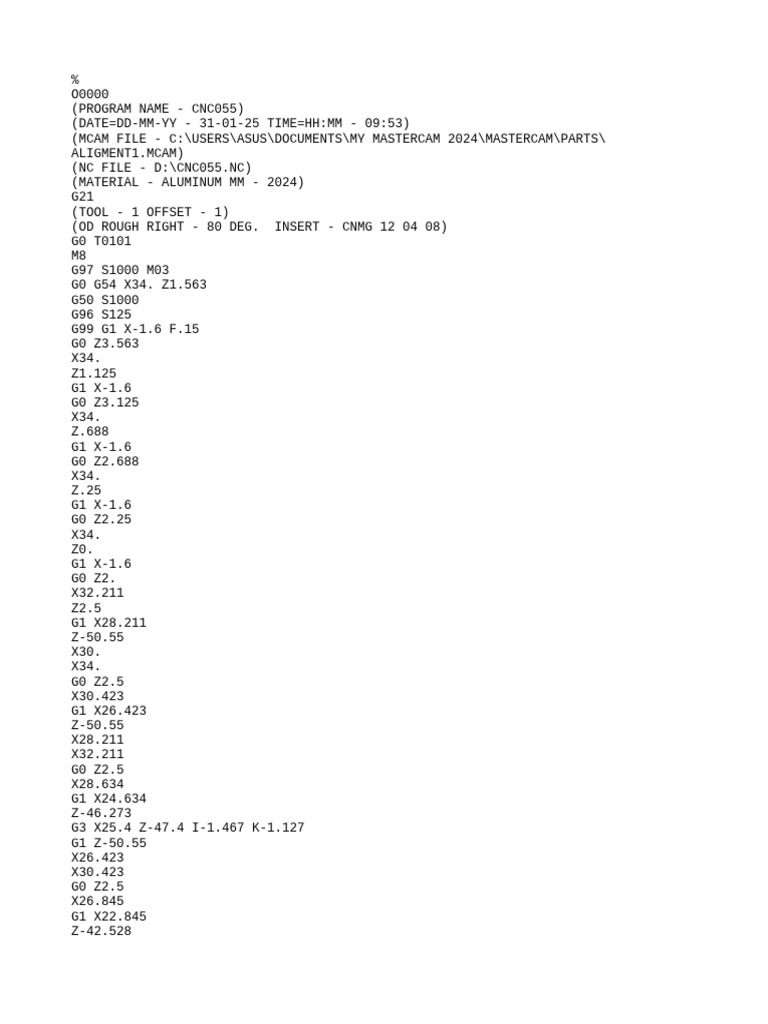 CNC Program for Aluminum Machining | PDF