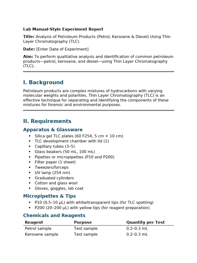 EXP-3-Petroleum TLC Analysis | PDF | Thin Layer Chromatography ...