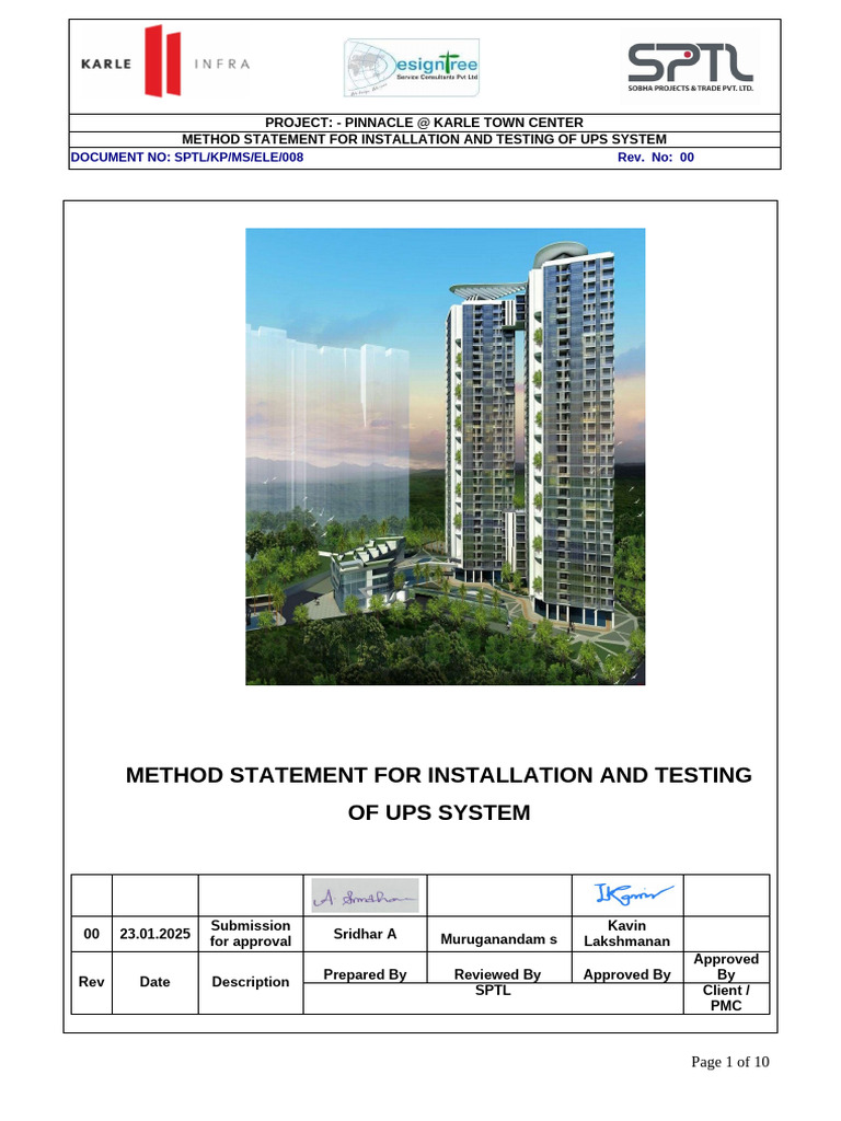 MS for Installation and Testing of ups system | PDF | Rechargeable Battery