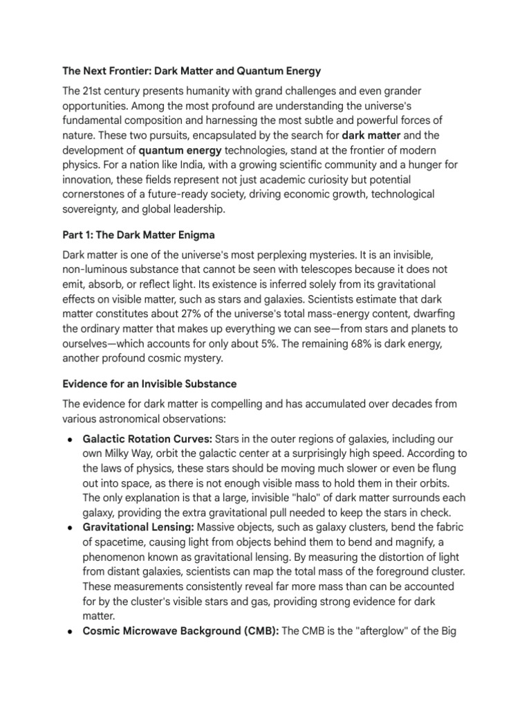 Dark Matter and Quantum Energy in India | PDF | Dark Matter | Universe