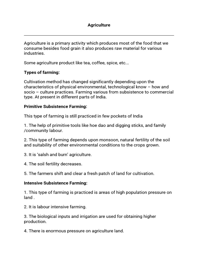 Overview of Indian Agriculture Practices | PDF | Agriculture ...