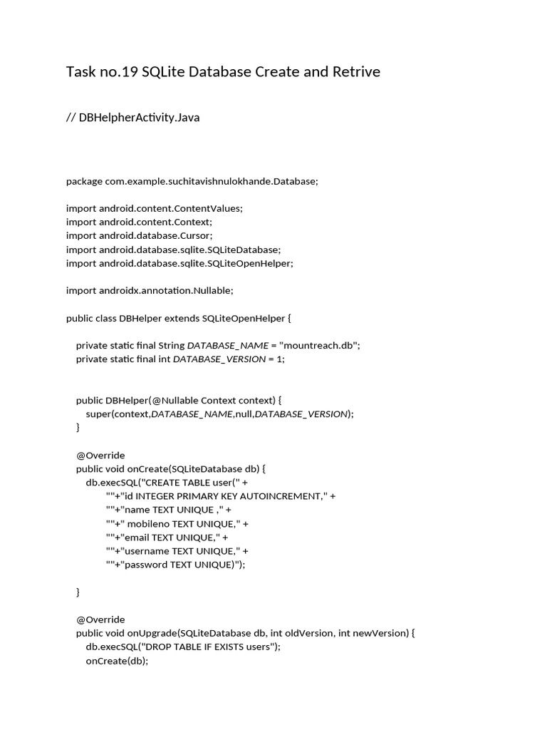 SQLite User Registration and Login | PDF | Boolean Data Type | Software ...