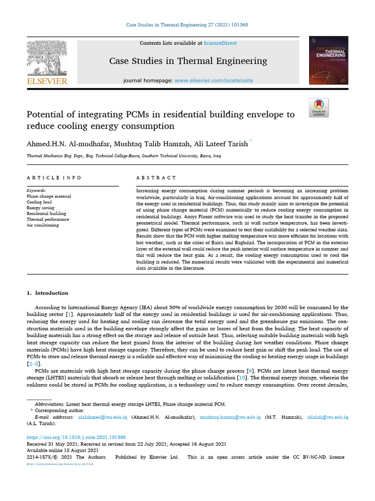 Potential of Integrating PCMs in Residential Building Envelope To ...