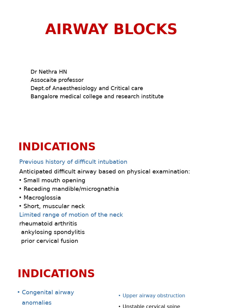Airway Blocks for Difficult Intubation | PDF | Larynx | Respiratory System