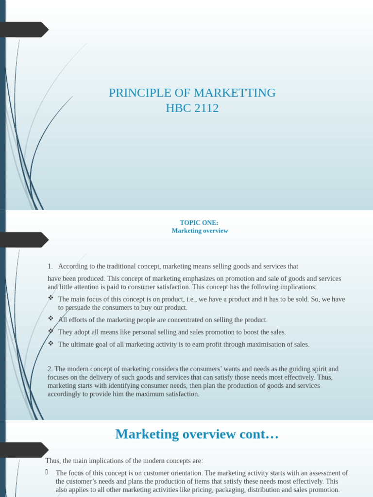 Overview of Marketing Concepts | PDF | Marketing | Market Segmentation