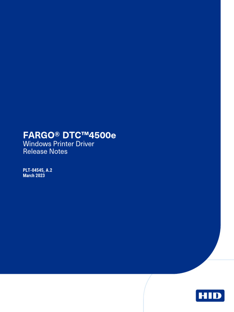 FARGO DTC4500e Windows Printer Driver Release Notes | PDF | Software ...