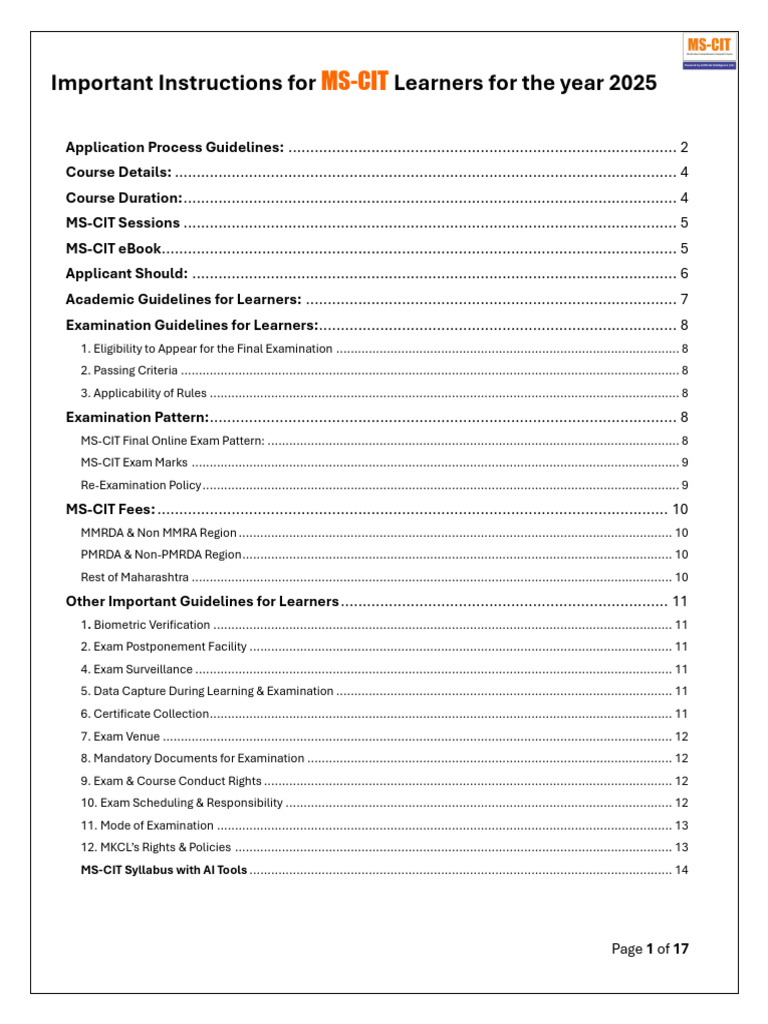 MS-CIT 2025 Learner Guidelines | PDF | Identity Document | Social Media