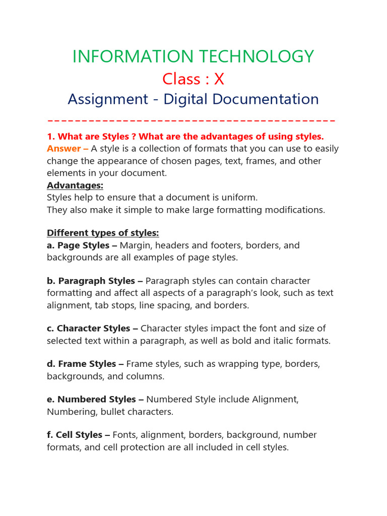 X It Class Assignment Digital Documentation | PDF | Computing | Software