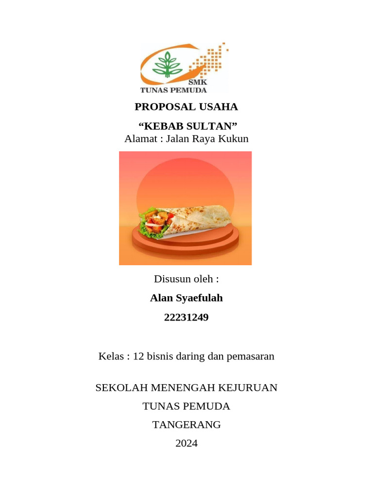 Proposal Usaha Kebab Sultan Tangerang | PDF