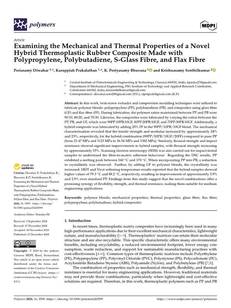 Hybrid Thermoplastic Rubber Composite Study | PDF | Composite Material ...