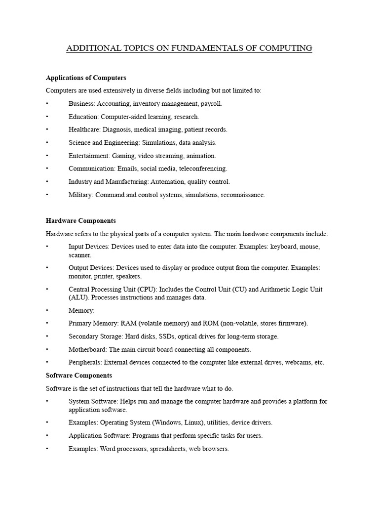 Fundamentals of Computing Overview | PDF | Malware | Computer Data Storage
