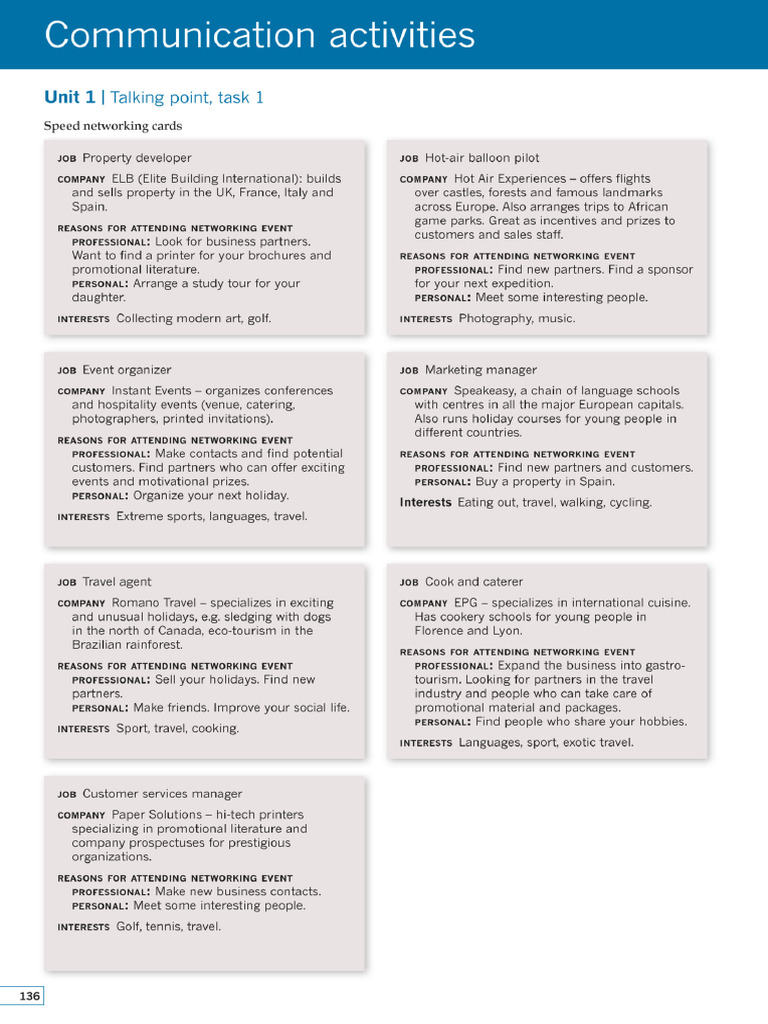 Unit 1 Talking Point Roleplay Cards | PDF
