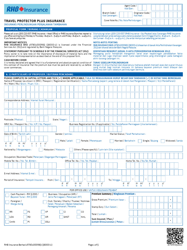 RHB Travel Protector Plus Insurance | PDF