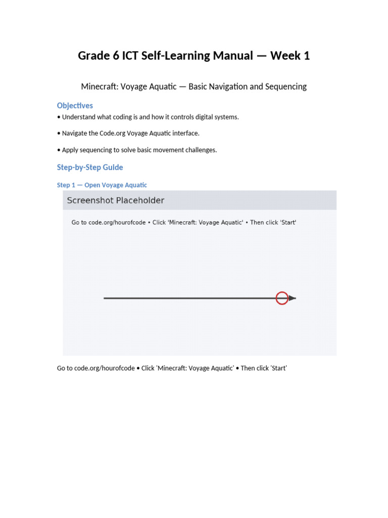 Grade 6 ICT: Minecraft Navigation Guide | PDF
