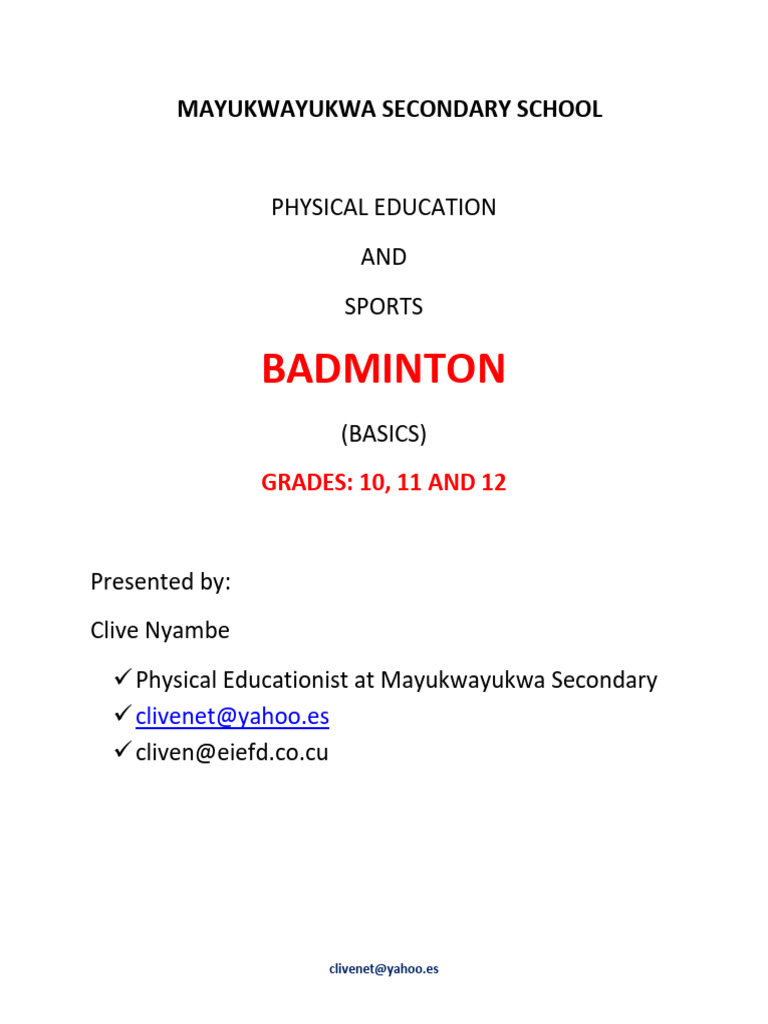 Badminton | PDF | Games Of Physical Skill | Athletic Sports