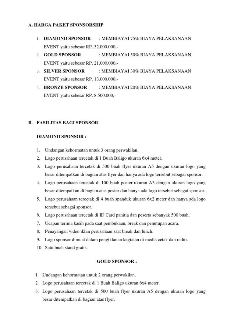 mou pdf sponsorship Paket Harga Sponsorship mou pdf sponsorship Paket Harga Sponsorship