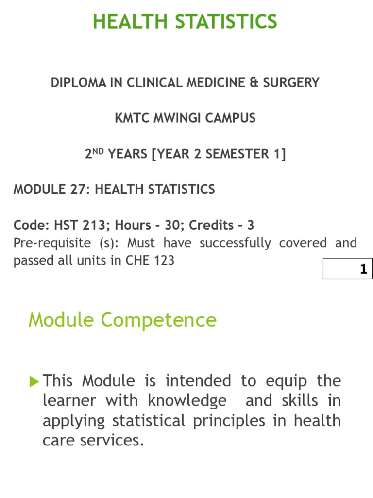 Health Statistics Module Overview | PDF | Statistics | Level Of Measurement