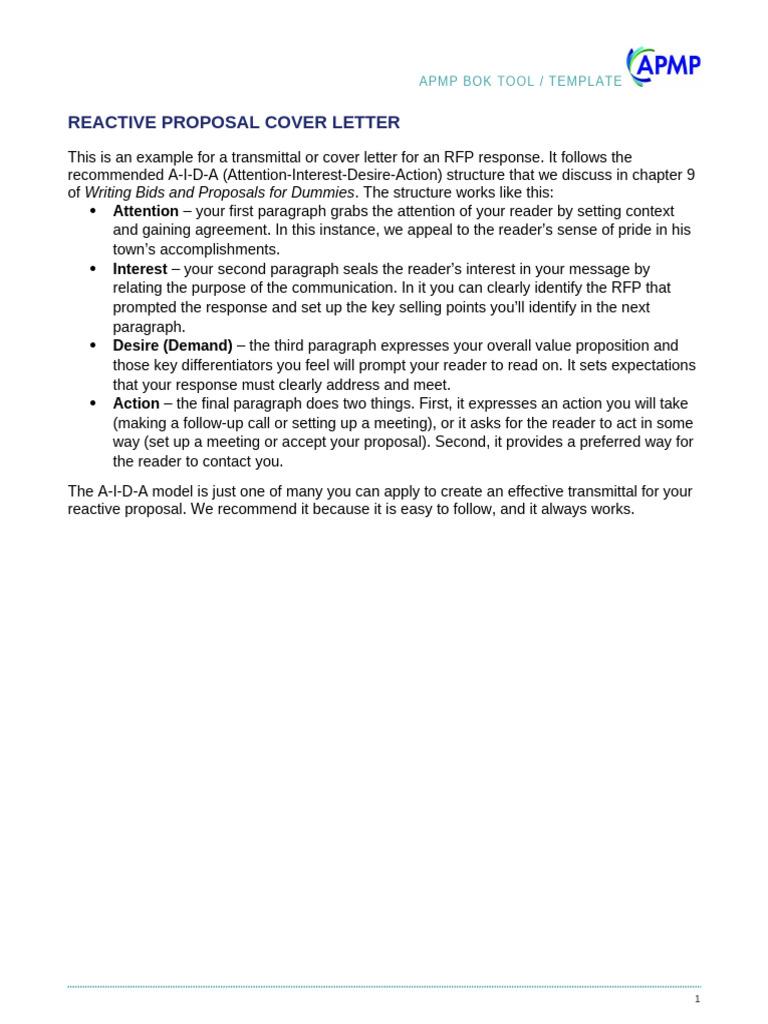 RFP Response Cover Letter Template | PDF | Communication