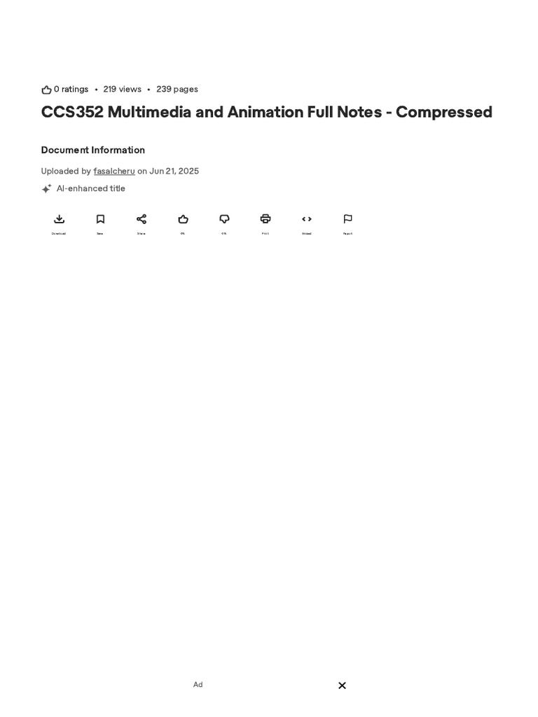 CCS352 Multimedia & Animation Notes | PDF