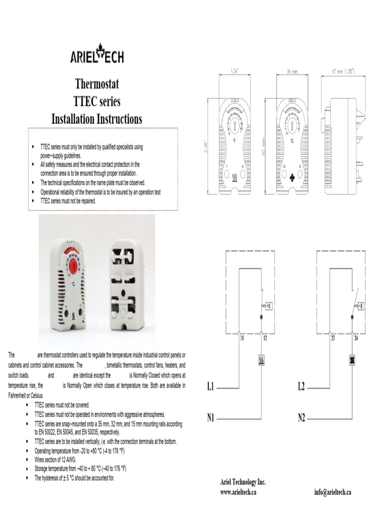 TTEC Series Thermostat Installation Guide | PDF