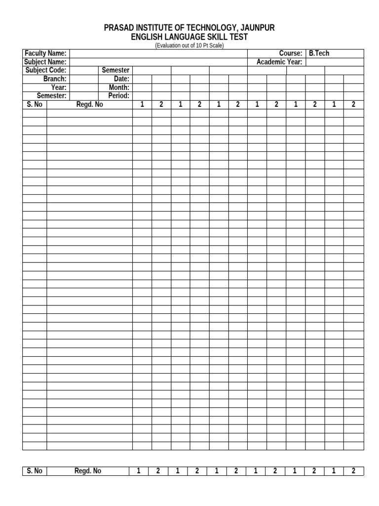 English Launguage Skill Test Format | PDF