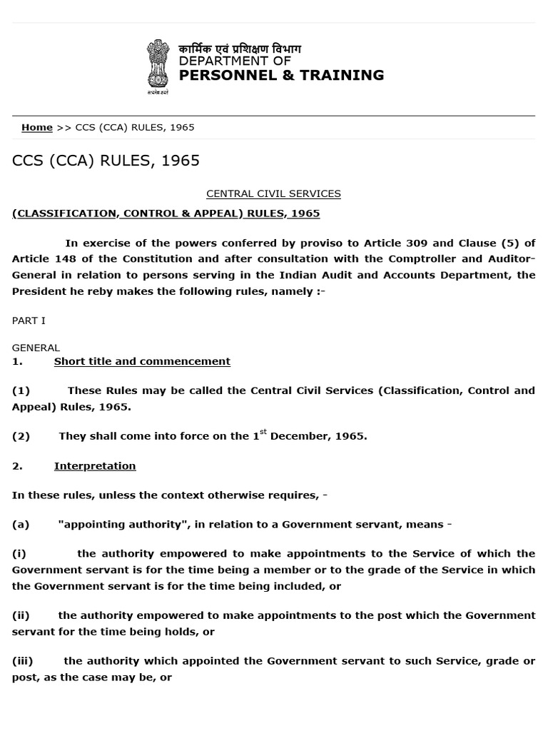 CCS (CCA) Rules 1965 Overview | PDF | Arrest | Bail