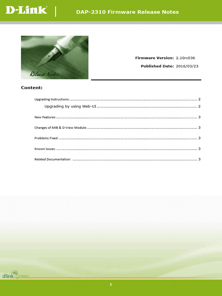 DAP-2310 Firmware Release Notes v2.10 | PDF | Wireless Lan | Computer ...