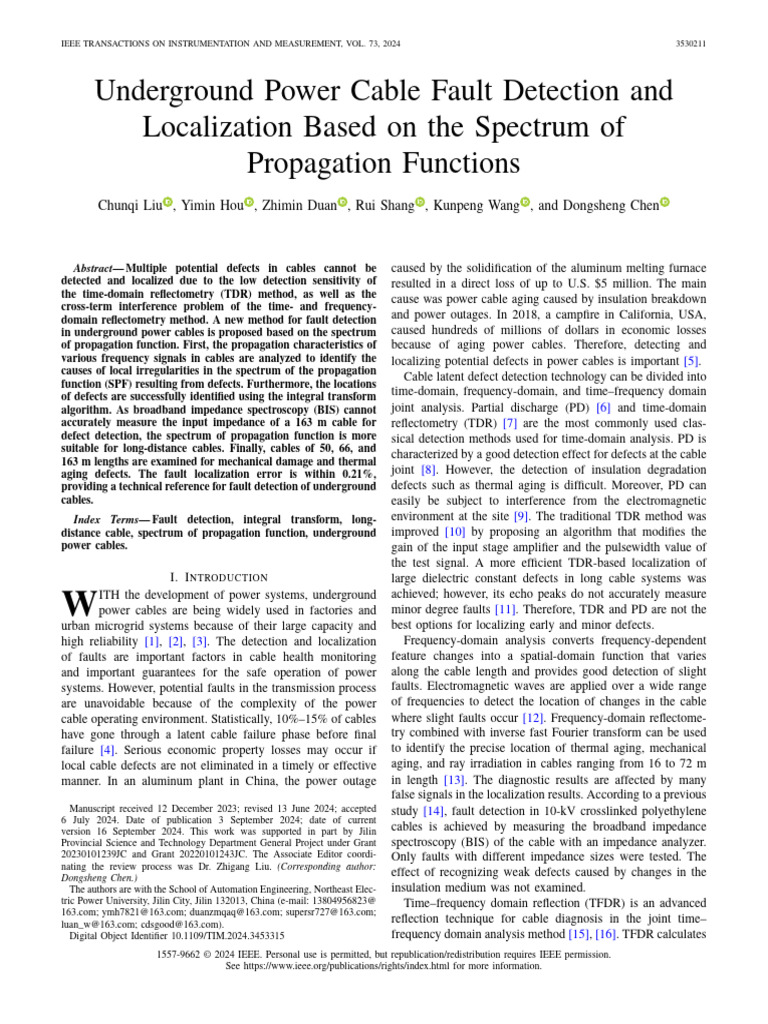 Underground Cable Fault Detection Method | PDF | Transmission Line ...