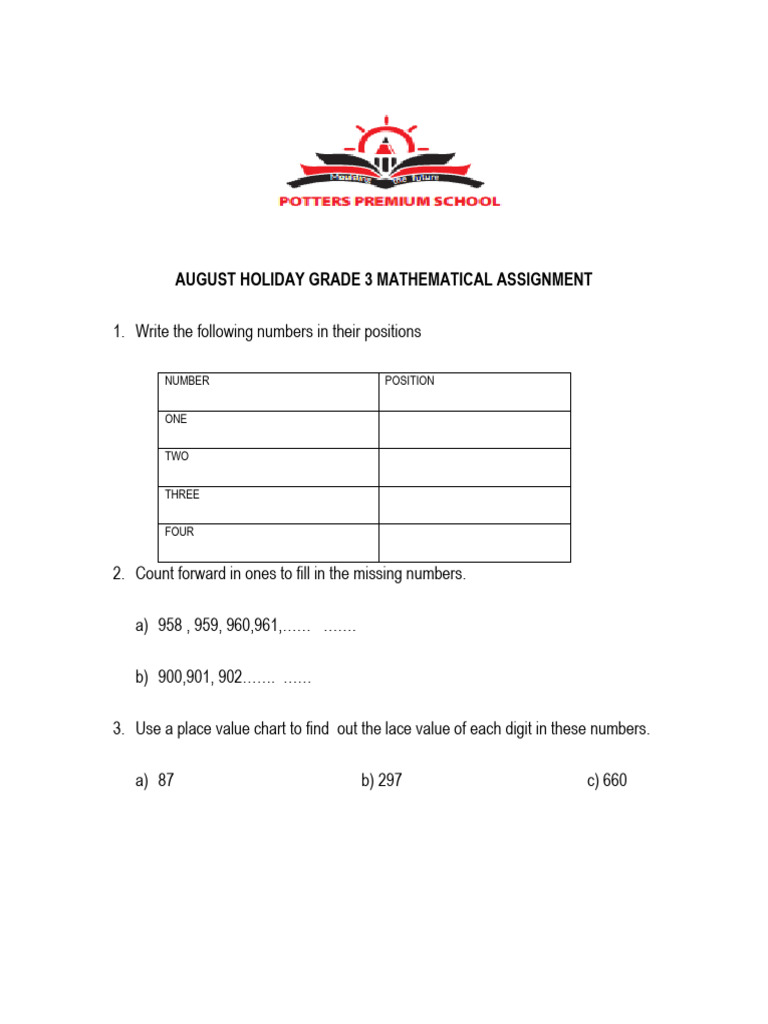 Grade 3 August Holiday Assignment | PDF | Chess Theory | Chess