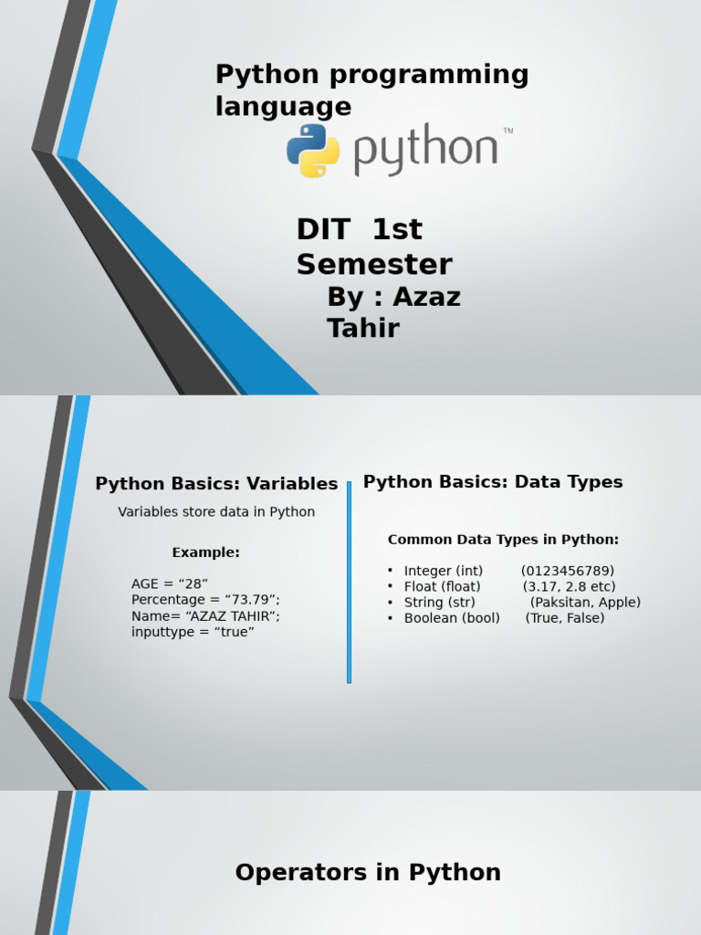 Lec 2 Python DIT | PDF | Boolean Data Type | Multiplication