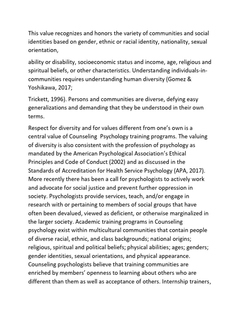 Promoting Diversity in Counseling Psychology | PDF | Counseling ...
