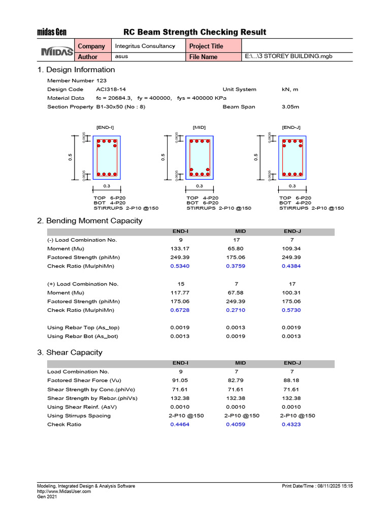 RC Beam Strength Check Results | PDF | Classical Mechanics | Continuum ...