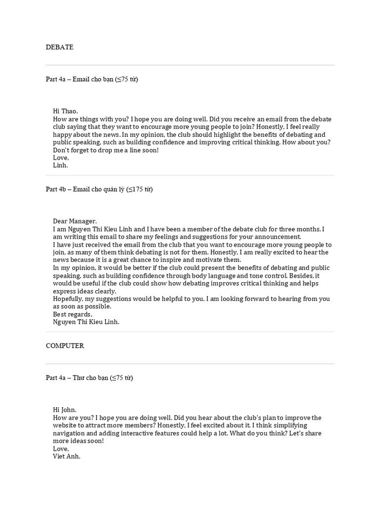 Club Email Suggestions for Improvement | PDF